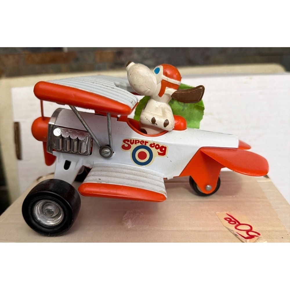 Buddy L Super Dog Single Prop Biplane‎ w/ Dog Pilot - red white Japan